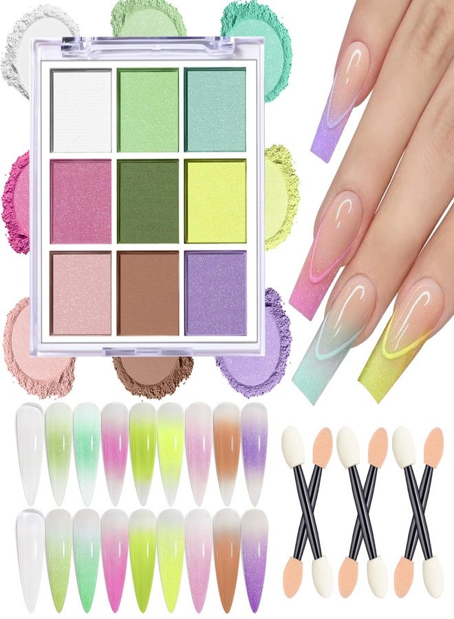 درمود لوحة ألوان بودرة تلوين الأظافر، هدايا مثالية لعيد الميلاد للنساء، 9 ألوان بودرة تلوين صلبة للأظافر، تدرج أومبري، مانيكير فرنسي، لوحة فن الأظافر، بودرة لامعة، ألوان فاتحة - Image 1